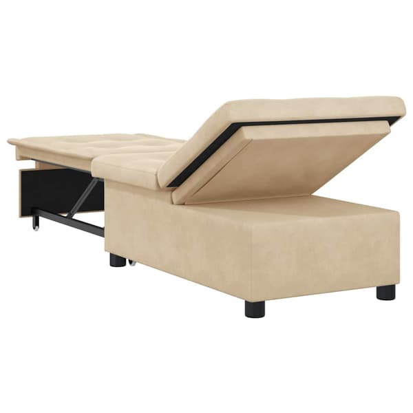 Pull Out Sofa Bed Kräm 194 x 67 x 82 cm Mikrofiber