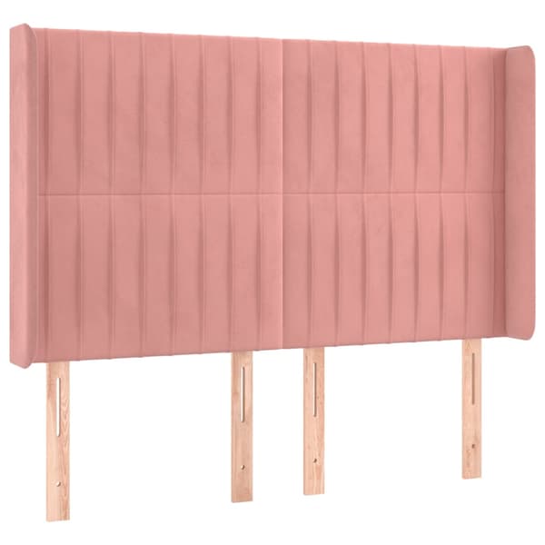 Ramsäng med madrass rosa & LED 140x190 cm sammet