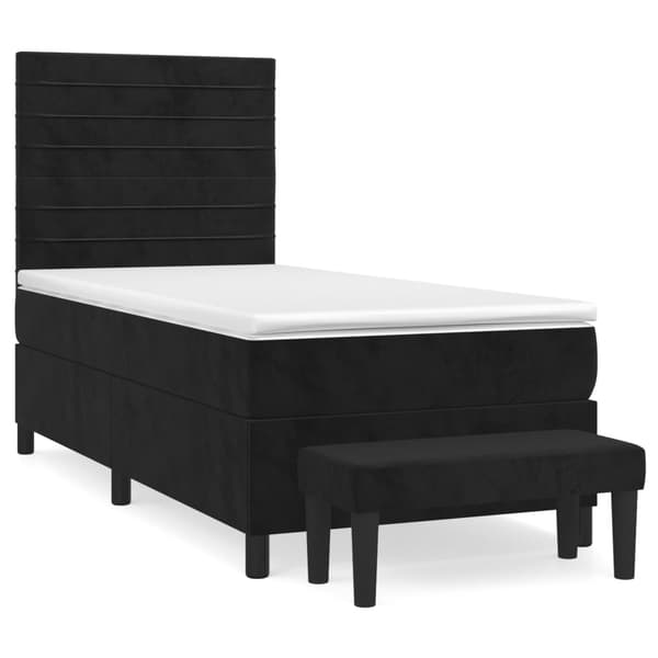 Ramsäng med madrass svart 90x200 cm sammet