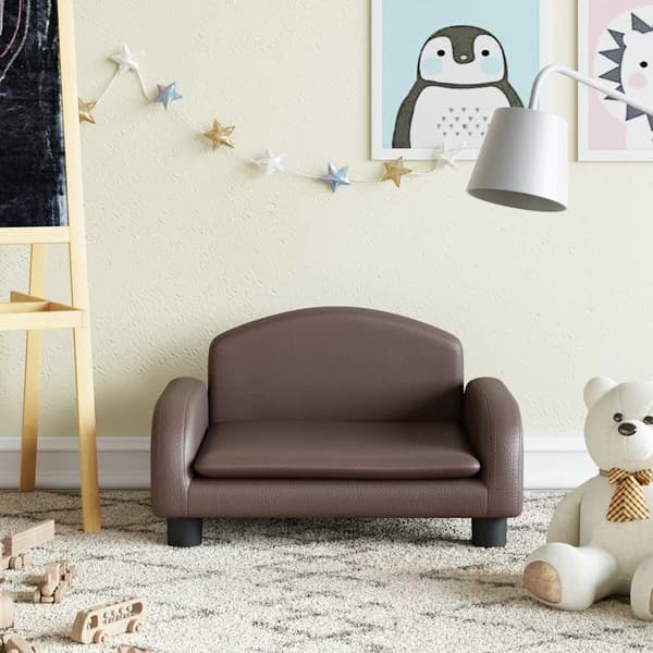 Barnsoffa brun 50x40x30 cm konstläder