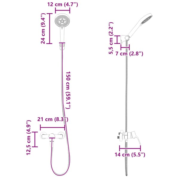 Duschhuvud Set Krom G 1 / 2 tum Mässing