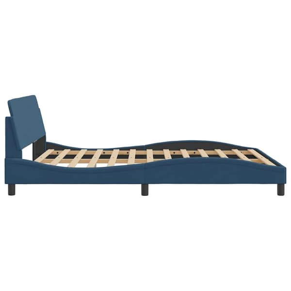 Bed Frame with Headboard "Dover" Blue 160x200 cm Fabric