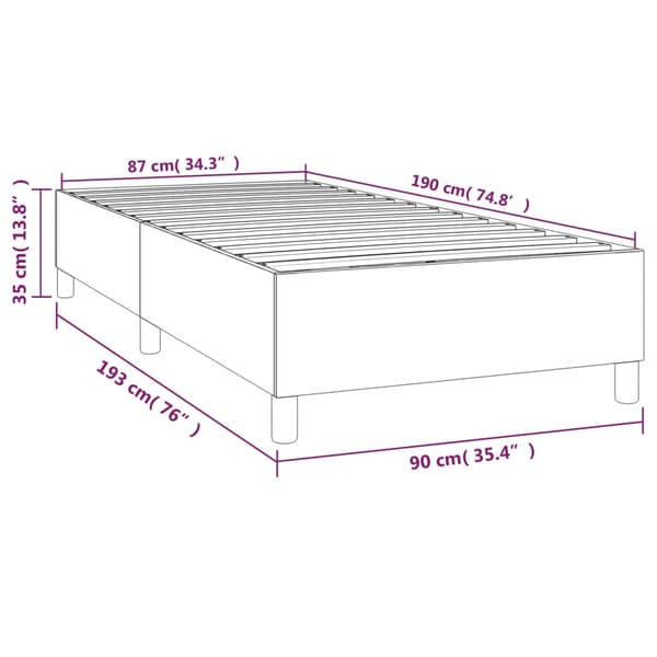 Boxspring-sängram svart 90x190 cm tyg