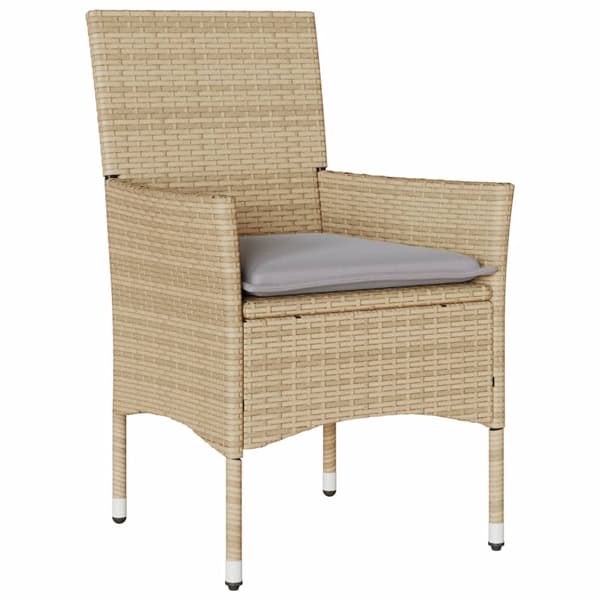 Trädgårdsstolar med dynor 2 st beige konstrotting