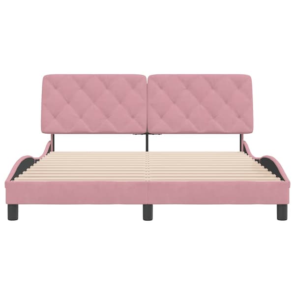 Bed Frame without Mattress Pink 160x200 cm Velvet