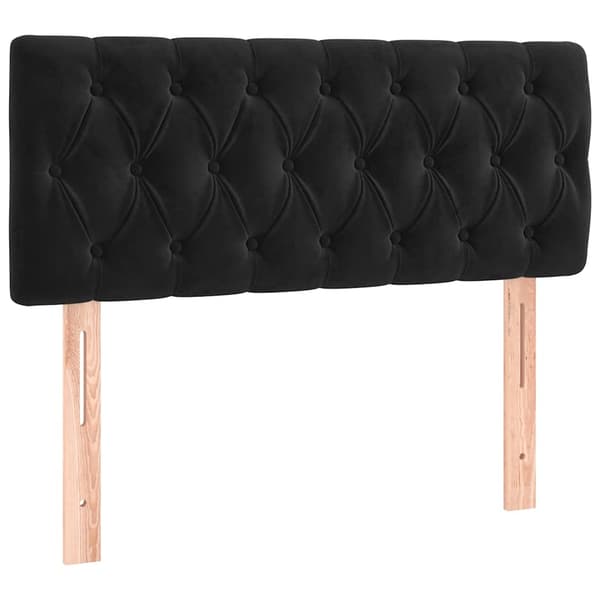 Ramsäng med madrass svart 90x200 cm sammet