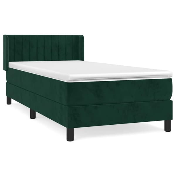 Ramsäng med madrass mörkgrön 100x200 cm sammet