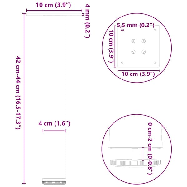 Soffbordsben 4 st naturstål 42-44 cm stål