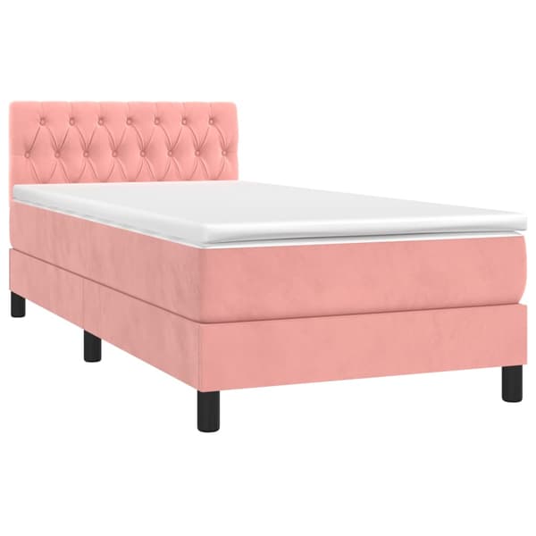 Ramsäng med madrass rosa 90x190 cm sammet