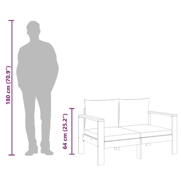 Trädgårdssoffa med dynor 2-sits massivt akaciaträ