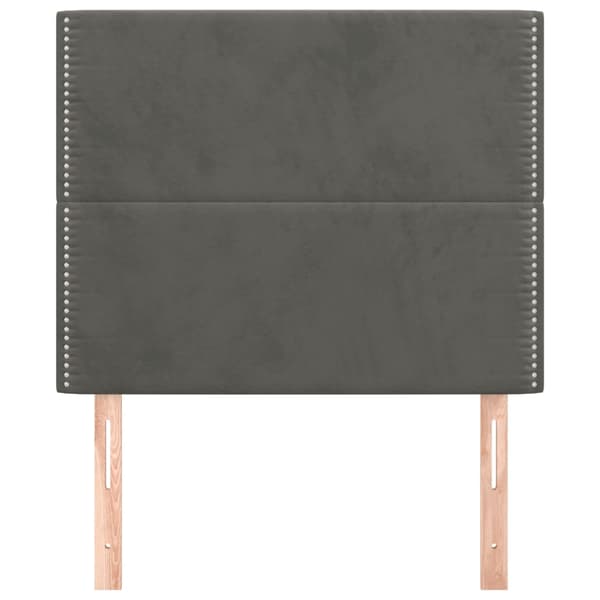 Sänggavel mörkgrå 100x5x118/128 cm sammet