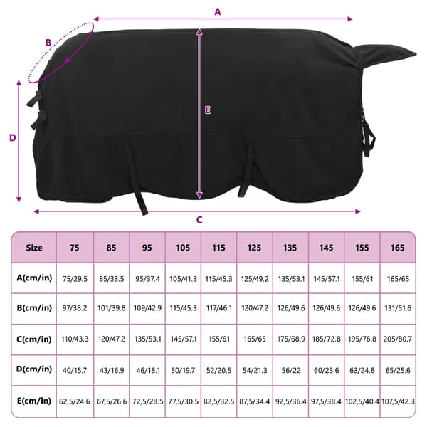Hästdyna Svart 145 cm Polyester Fleece