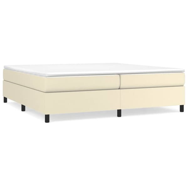 Boxspring-sängram gräddvit 200x200 cm konstläder