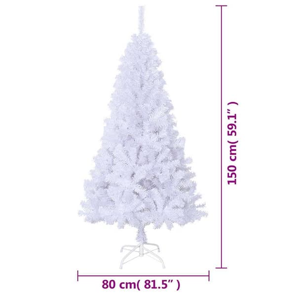 Plastgran med tjocka grenar vit 150 cm PVC