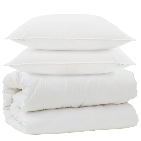 Duntäcke med Kuddar med kudde 3 pcs Vit Mikrofiber