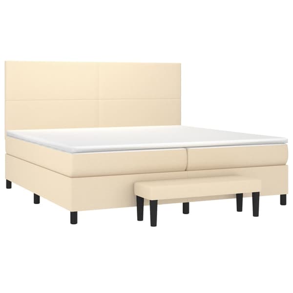 Ramsäng med madrass gräddvit 200x200 cm tyg