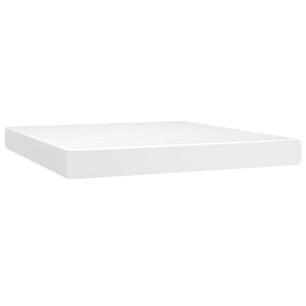 Ramsäng med madrass & LED vit 180x200 cm konstläder