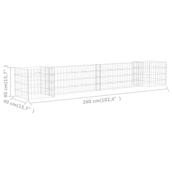 Planteringsgabion H-formad stål 260x40x40 cm