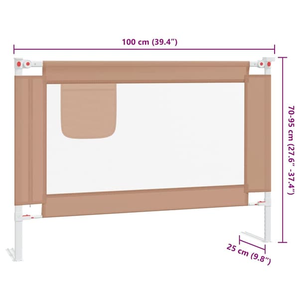 Sängskena för barn taupe 100x25 cm tyg