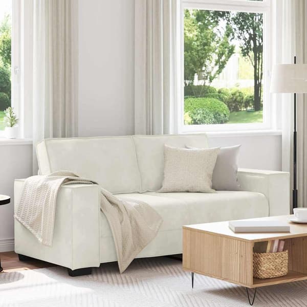 Soffa 2-sits gräddvit 180x78x84 cm sammet