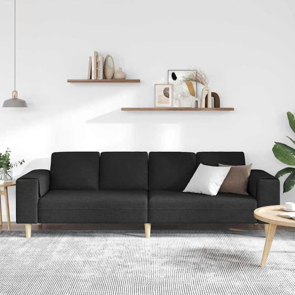 Vardagsrumsoffa Svart 250 x 77 x 76 cm Polyester