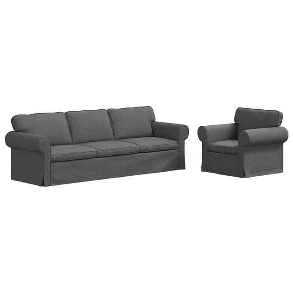Soffa 2 pcs Mörkgrå 245 x 82 x 80 cm tyg