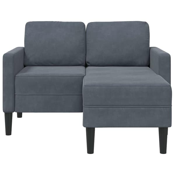 2-sitssoffa med schäslong L-formad mörkgrå 125 cm sammet