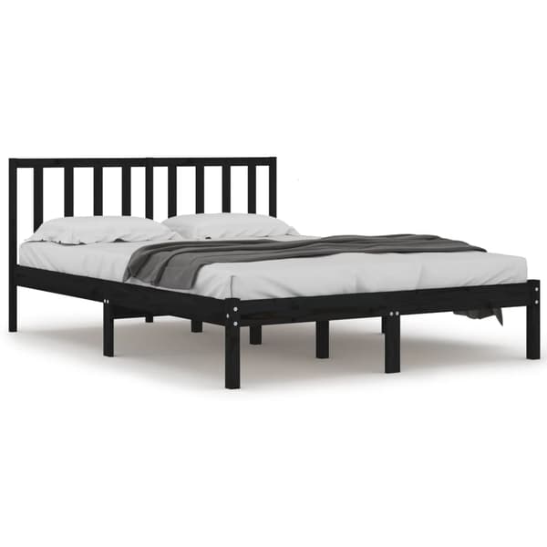 Sängram svart massiv furu 140x190 cm
