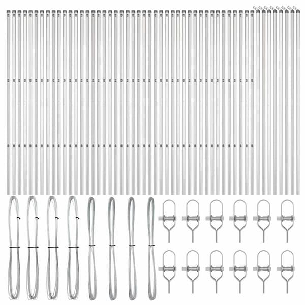 Inbäddad staketpost 52 pcs Silver Pulverlackerat stål