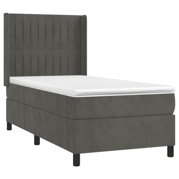 Ramsäng med madrass mörkgrå 100x200 cm sammet