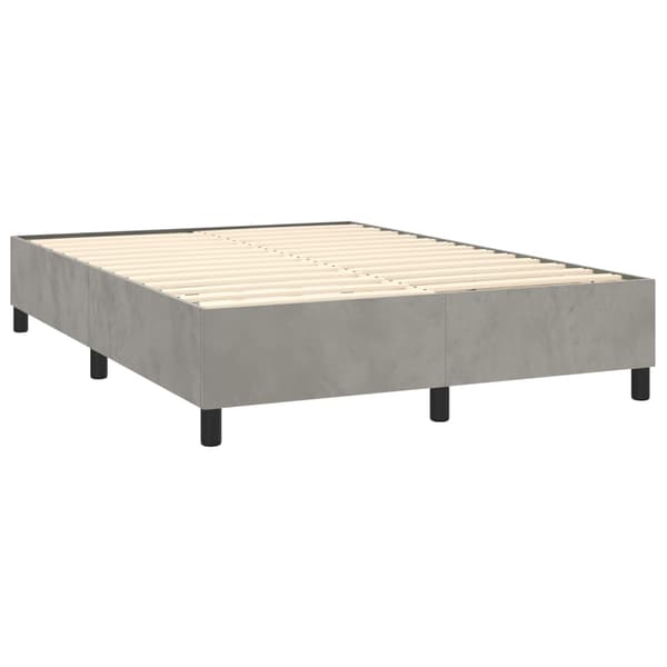 Ramsäng med madrass ljusgrå 140x200 cm sammet