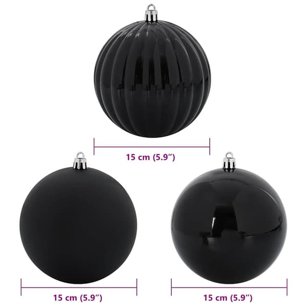 Stor Julkulor Set 9 pcs Svart Plast