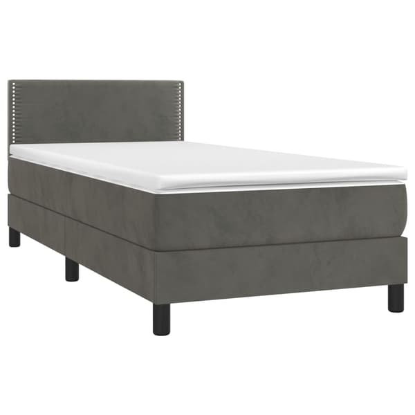 Ramsäng med madrass mörkgrå 90x200 cm sammet