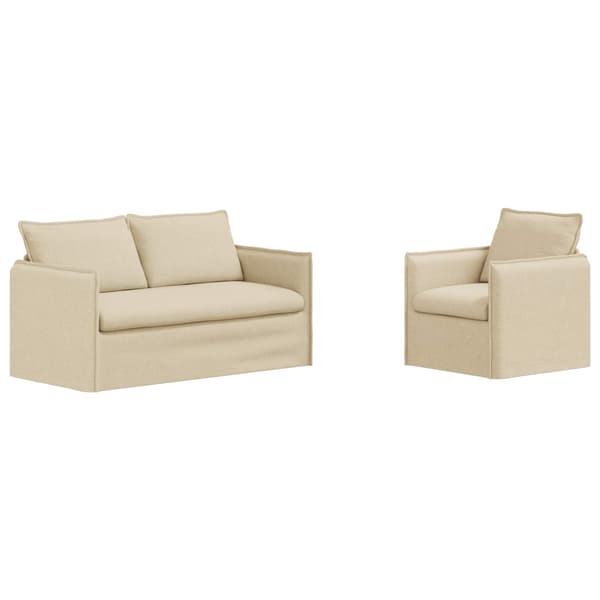 Soffset 2 pcs Gräddvit 156 x 82 x 85 cm Tyg
