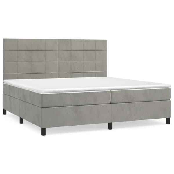Ramsäng med madrass ljusgrå 200x200 cm sammet