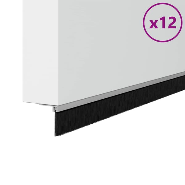 Självhäftande dörrborstlist 12 pcs Silver 100 cm