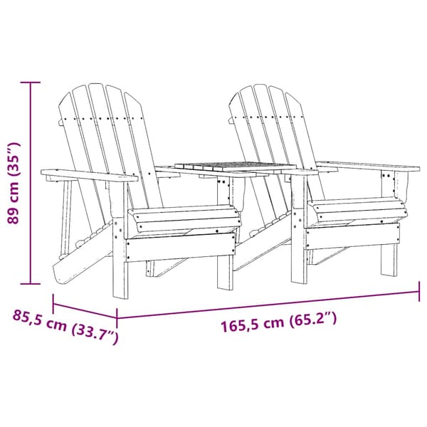 Adirondackstolar med bord massivt granträ
