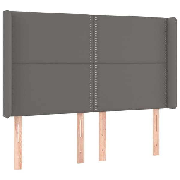 Ramsäng med madrass & LED grå 140x190 cm konstläder