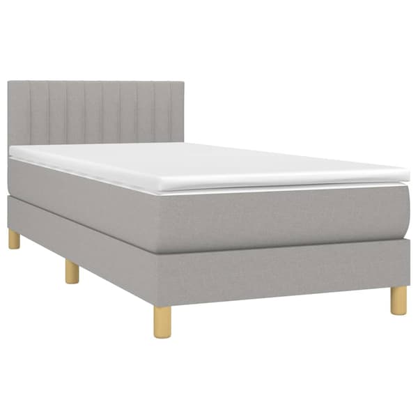 Ramsäng med madrass & LED ljusgrå 100x200 cm tyg