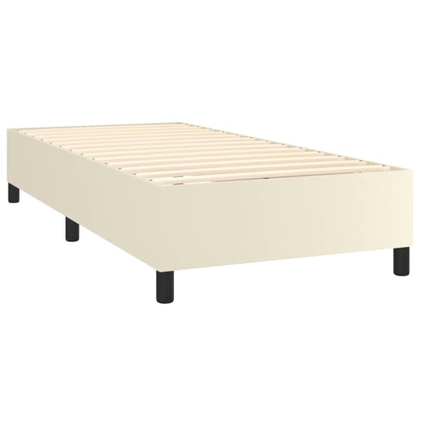 Boxspring-sängram gräddvit 80x200 cm konstläder