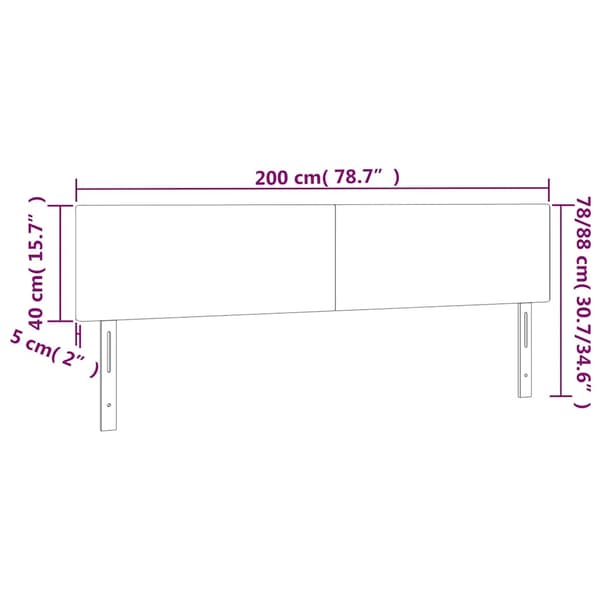 Sänggavel LED mörkblå 200x5x78/88 cm sammet