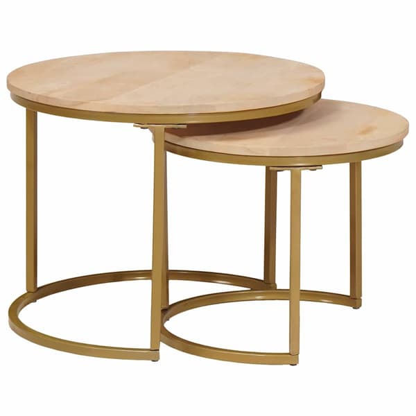 Nesting Kaffe Bord 2 pcs Brun Massivt Mangoträ och stål