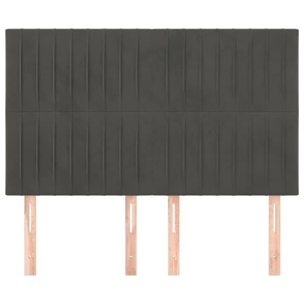 Sänggavel mörkgrå 144x5x118/128 cm sammet