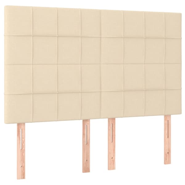 Ramsäng med madrass & LED gräddvit 140x190 cm tyg