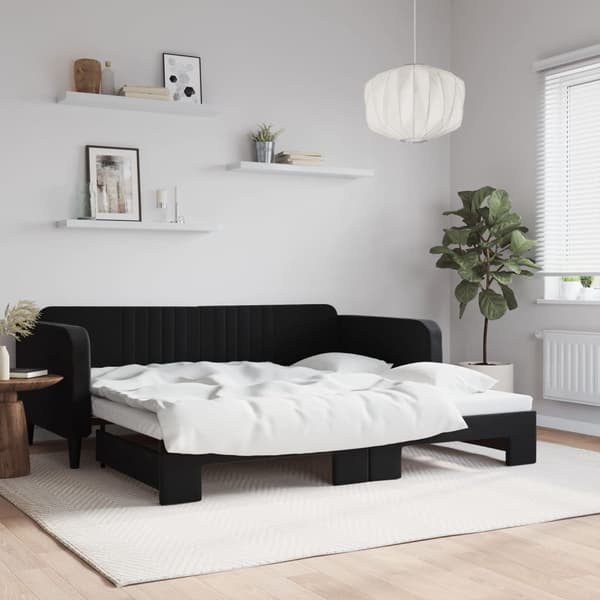Dagbädd utdragbar svart 100x200 cm sammet