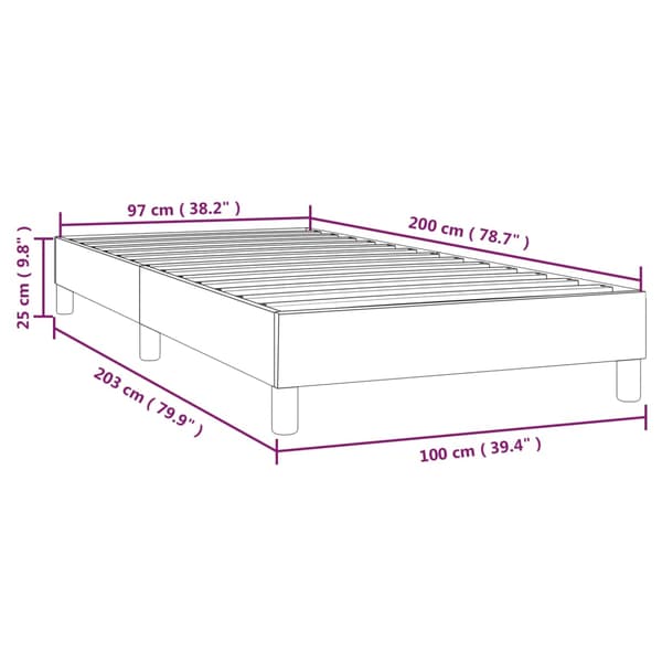 Boxspring-sängram svart 100x200 cm tyg