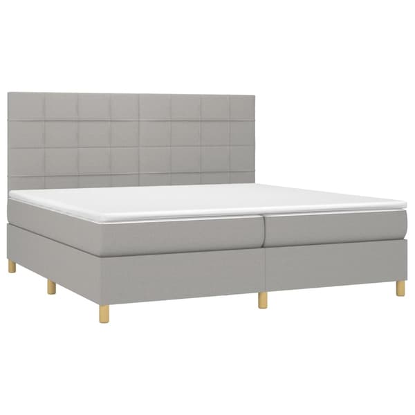 Ramsäng med madrass ljusgrå 200x200 cm tyg