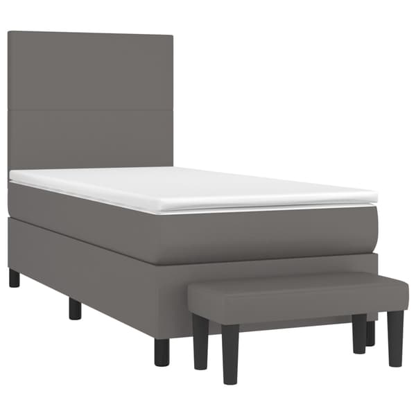 Ramsäng med madrass grå 100x200 cm konstläder