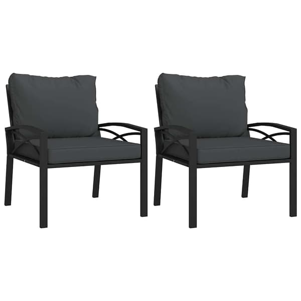Trädgårdsstol med grå dynor 68x76x79 cm stål