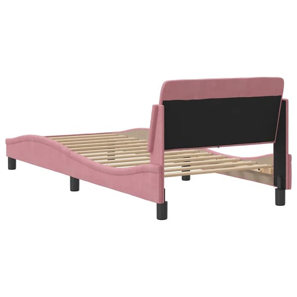 Bed Frame with Headboard "Dover" Pink 80x200 cm Velvet